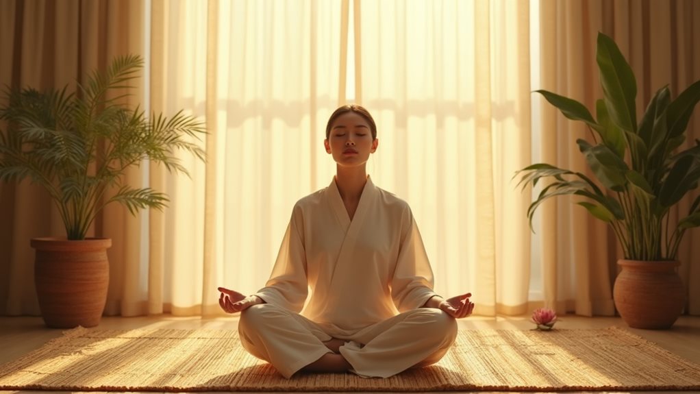 peaceful clutter free meditation space